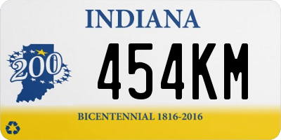 IN license plate 454KM