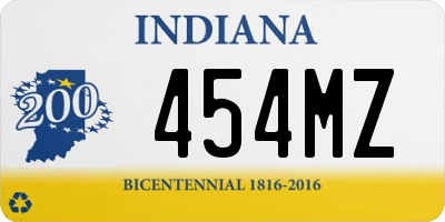 IN license plate 454MZ