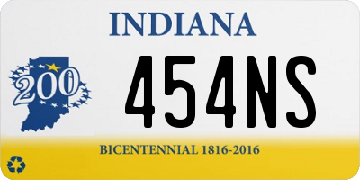 IN license plate 454NS