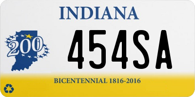 IN license plate 454SA