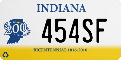 IN license plate 454SF