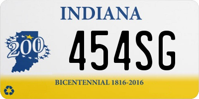 IN license plate 454SG