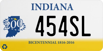 IN license plate 454SL