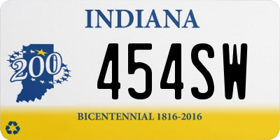 IN license plate 454SW