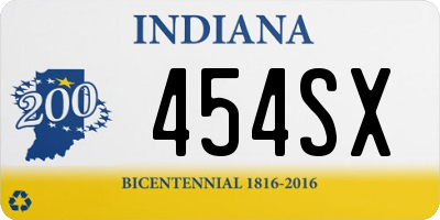 IN license plate 454SX