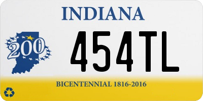 IN license plate 454TL