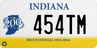 IN license plate 454TM