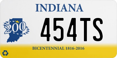 IN license plate 454TS