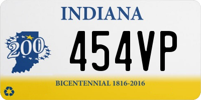 IN license plate 454VP