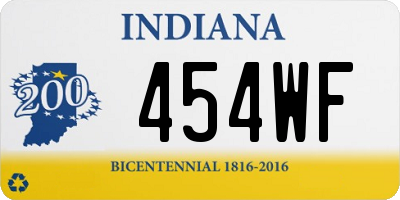 IN license plate 454WF