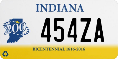 IN license plate 454ZA