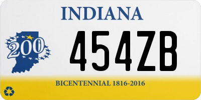 IN license plate 454ZB