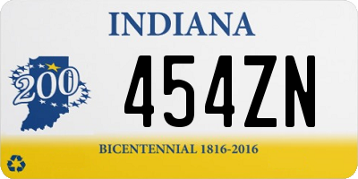 IN license plate 454ZN