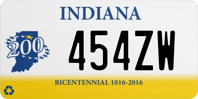 IN license plate 454ZW