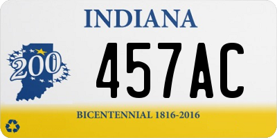 IN license plate 457AC