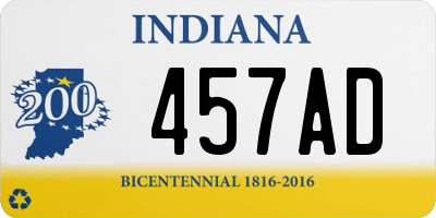 IN license plate 457AD