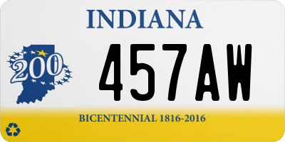 IN license plate 457AW