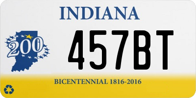 IN license plate 457BT