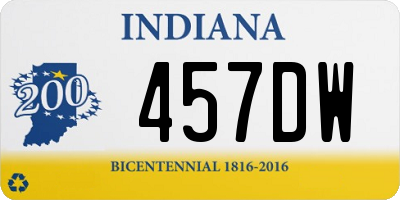 IN license plate 457DW