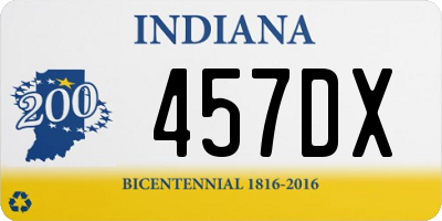 IN license plate 457DX