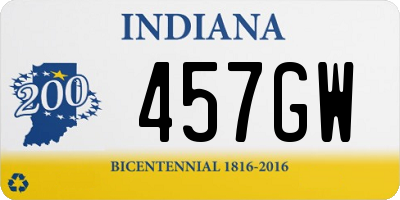 IN license plate 457GW