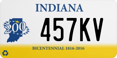 IN license plate 457KV