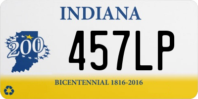 IN license plate 457LP