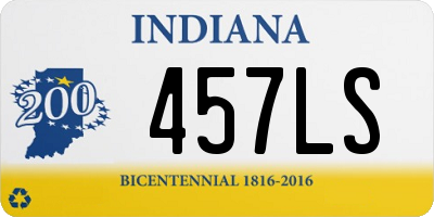 IN license plate 457LS