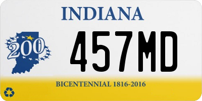 IN license plate 457MD