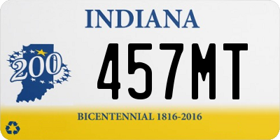 IN license plate 457MT