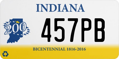 IN license plate 457PB