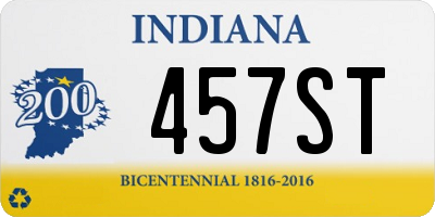 IN license plate 457ST