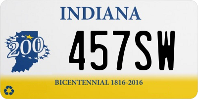 IN license plate 457SW