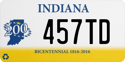 IN license plate 457TD