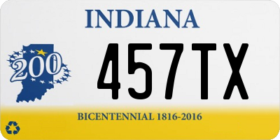 IN license plate 457TX