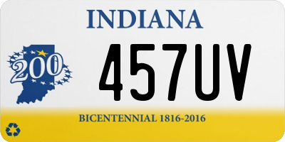 IN license plate 457UV