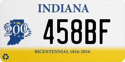 IN license plate 458BF