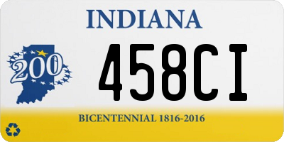 IN license plate 458CI