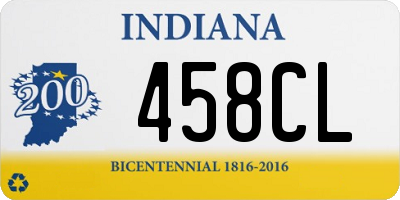 IN license plate 458CL