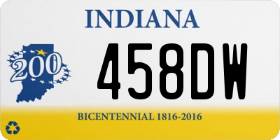 IN license plate 458DW