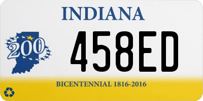 IN license plate 458ED