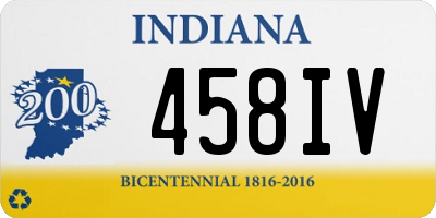 IN license plate 458IV