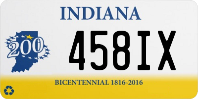 IN license plate 458IX