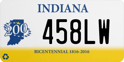 IN license plate 458LW