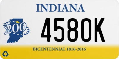 IN license plate 458OK