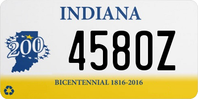 IN license plate 458OZ