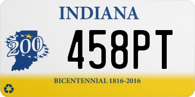 IN license plate 458PT