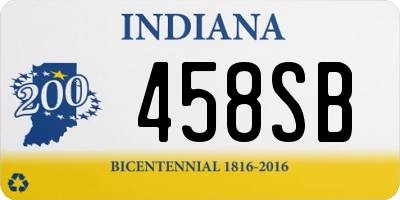 IN license plate 458SB