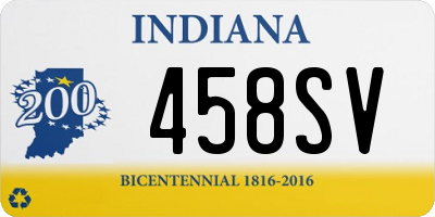 IN license plate 458SV