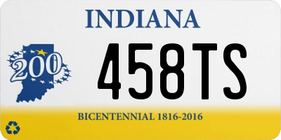 IN license plate 458TS